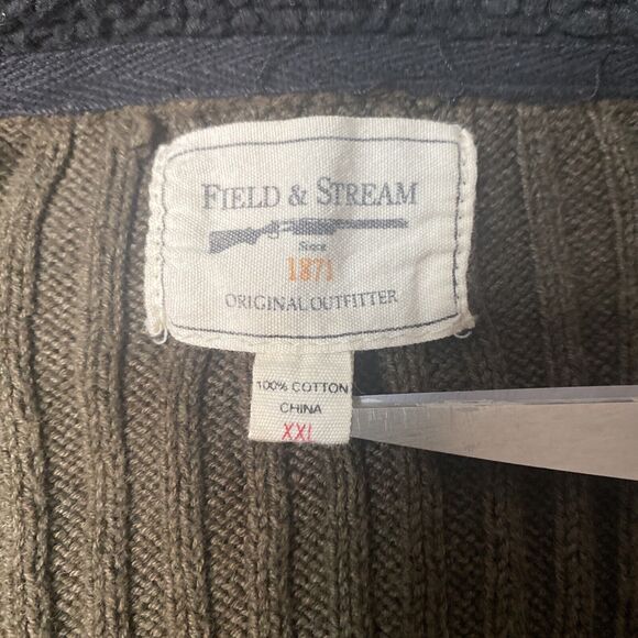Field & Stream Mens Sz XXL 1/4 Zip Sweater Pullover Jacket Brown Hunting Camping - Picture 3 of 4